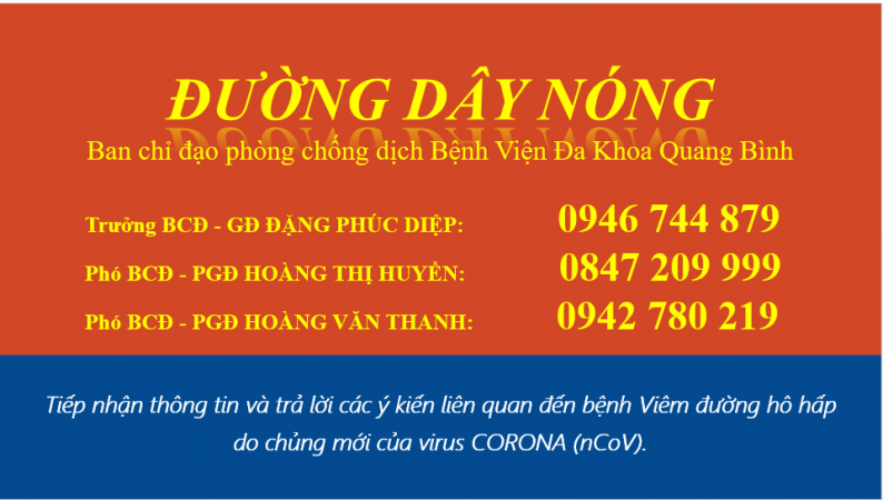 Số điện thoại đường dây nóng của BAN CHỈ ĐẠO PHÒNG CHỐNG DỊCH BỆNH VIỆN